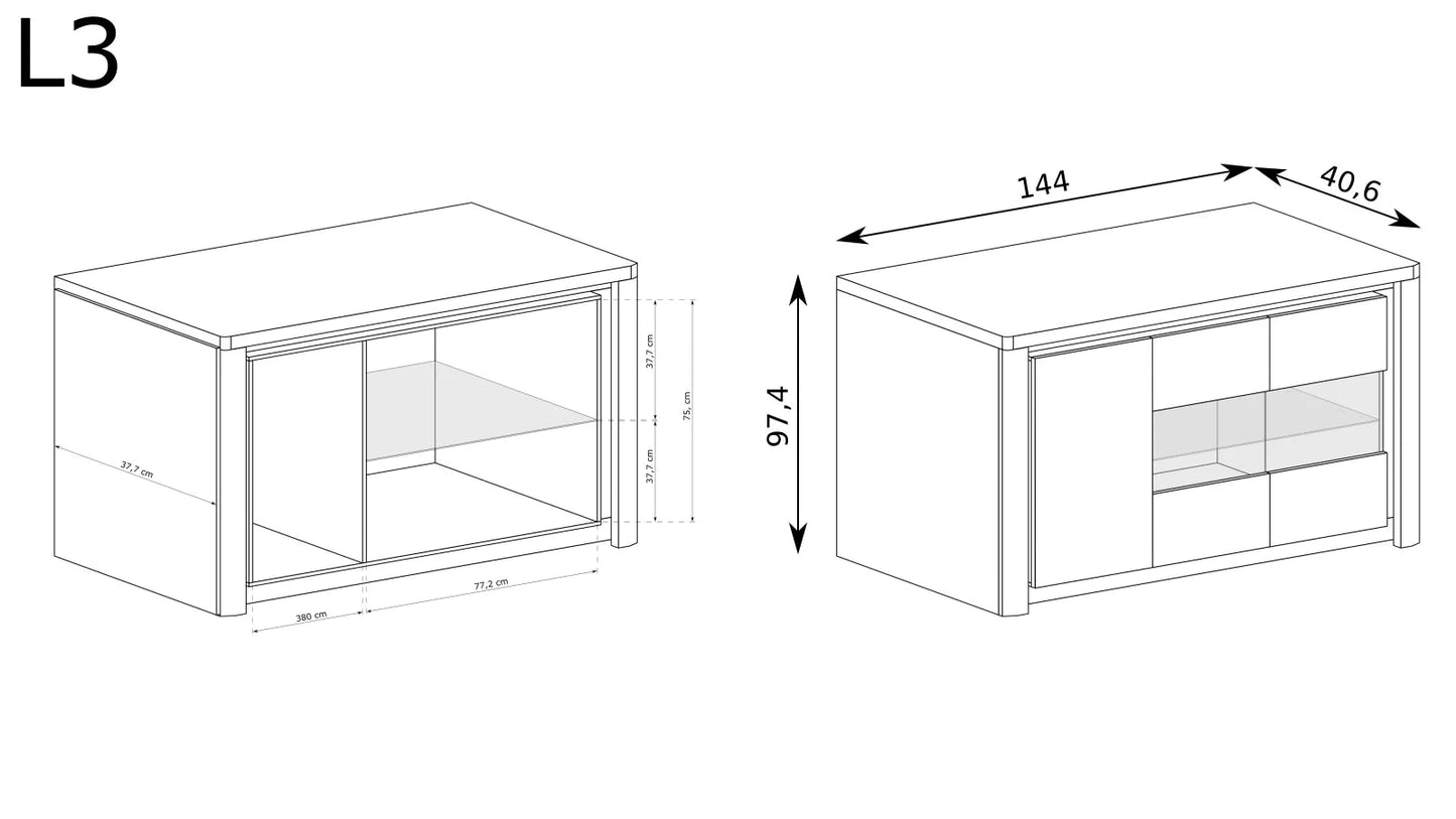 Livinio L-3 - Meble Podlewski: Nowoczesna komoda, która odzwierciedla Twój indywidualny gust.