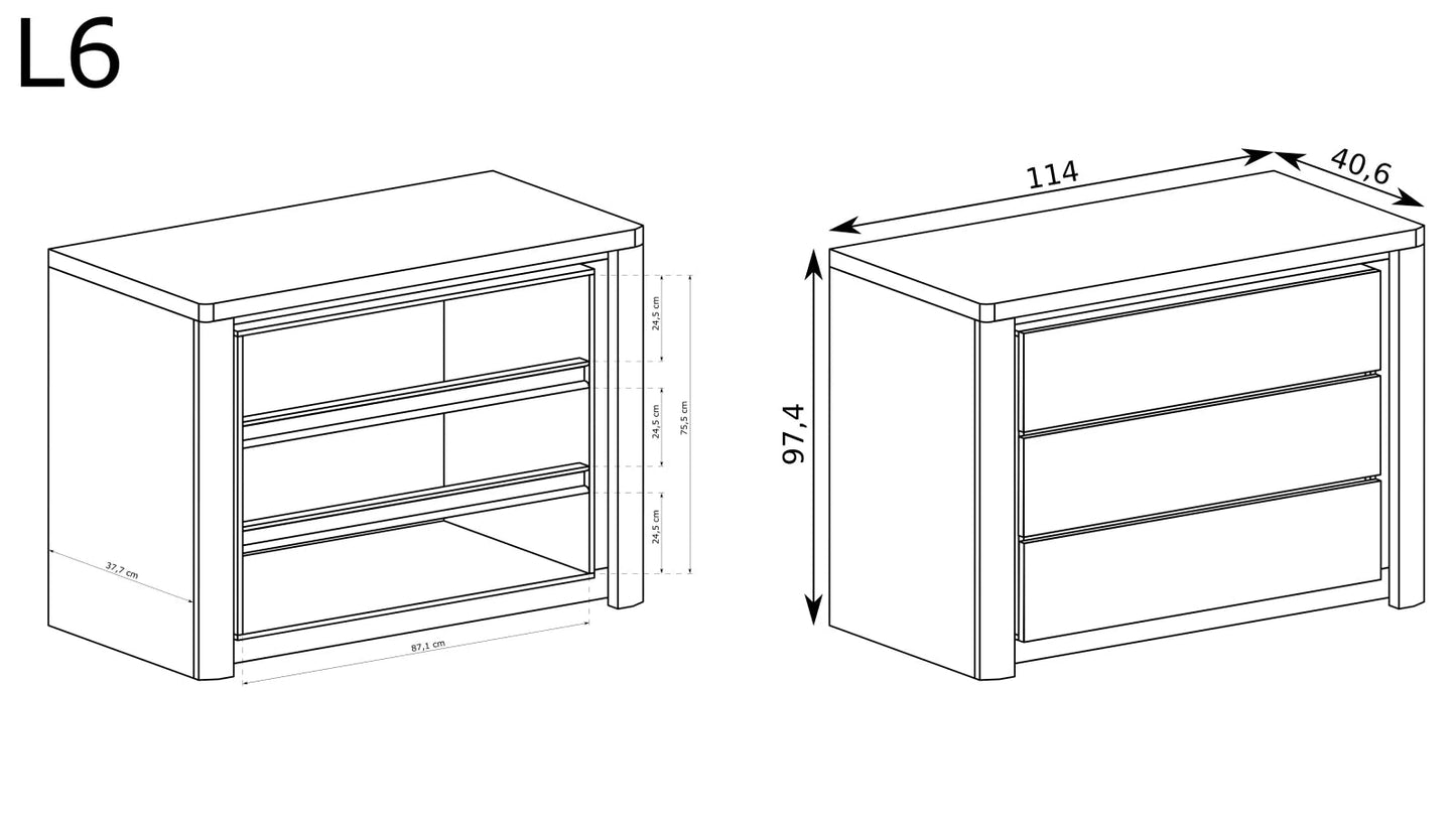 Livinio L-6 - Meble Podlewski: Nowoczesna komoda, która odzwierciedla Twój indywidualny gust.