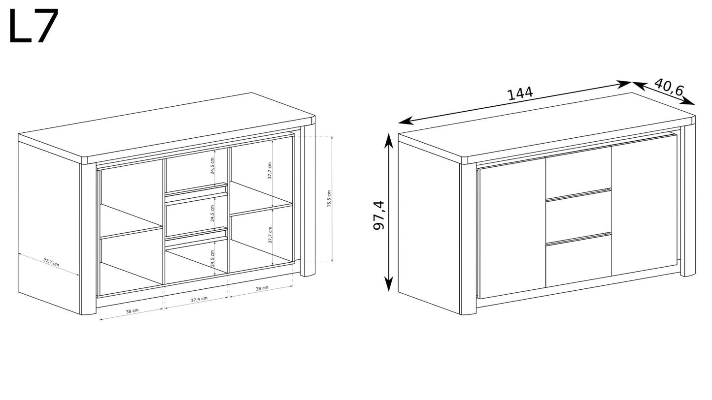 Livinio L-7 - Meble Podlewski: Nowoczesna komoda, która odzwierciedla Twój indywidualny gust.