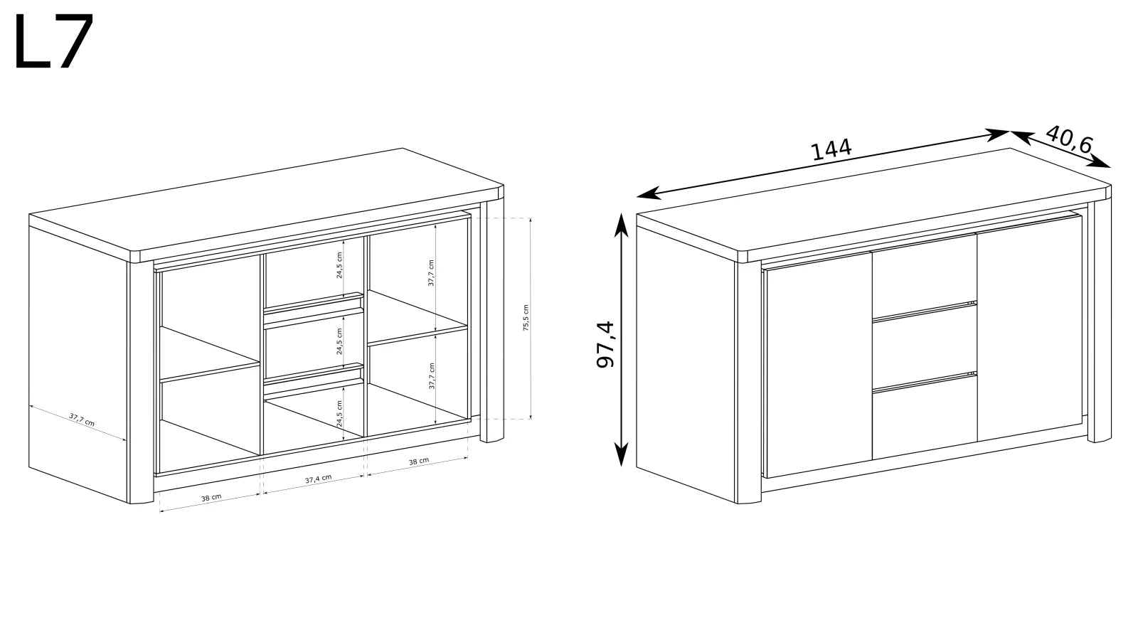 Livinio L-7 - Meble Podlewski: Nowoczesna komoda, która odzwierciedla Twój indywidualny gust.
