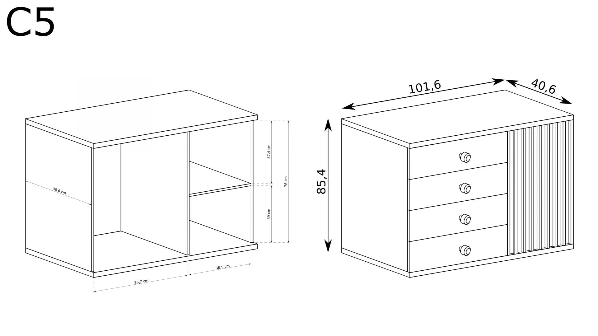 Komoda Cali C-5 - Meble Podlewski: Funkcjonalność i design w jednym wyjątkowym meblu.